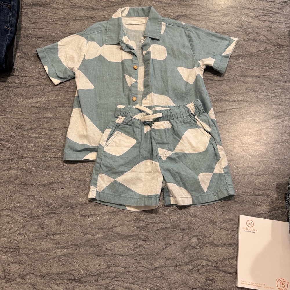 Blue and White Patterned Shorts